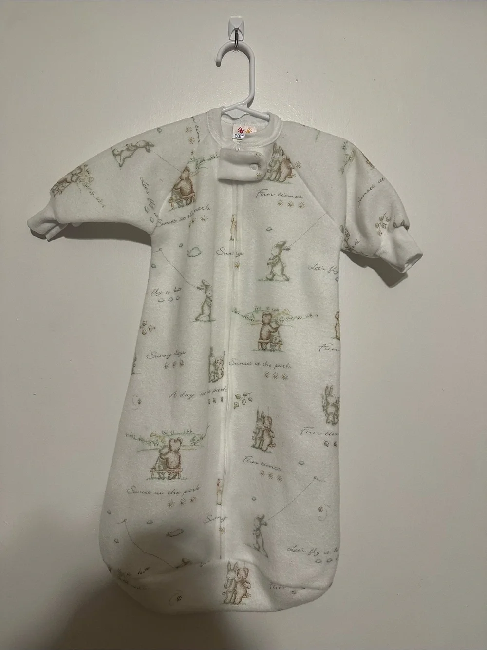 Vintage Carters White  Baby Sleep Sack  with Woodland Print